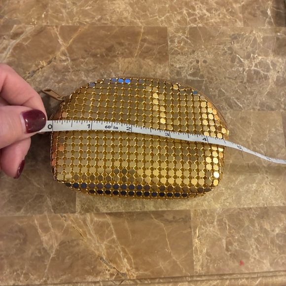 Gold Mesh Clutch Bag zipper cosmetic bag pouch - Picture 6 of 7